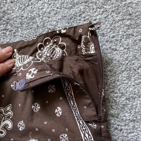 Esprit Pleated Floral Print Brown Midi Women Skirt - Picture 5 of 8